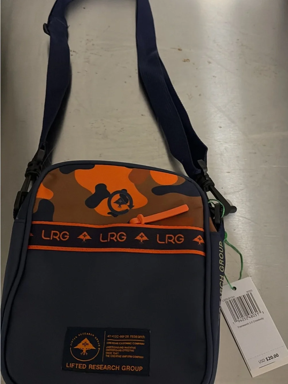Lrg Orange Brown Navy Camo Panda Messenger Bag
